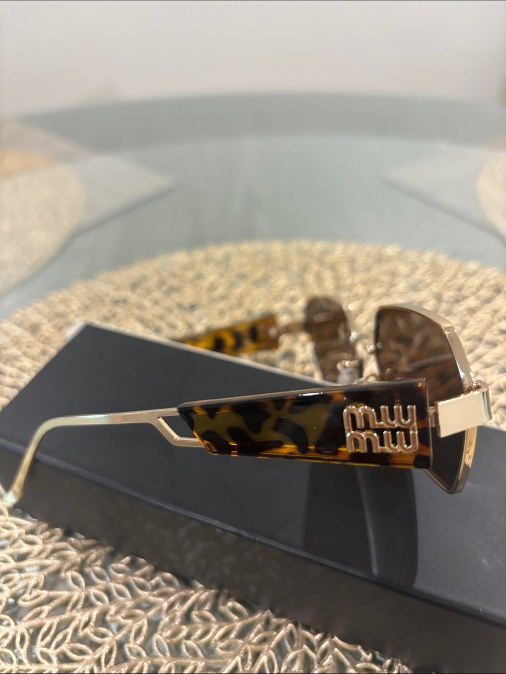 Tortoiseshell Sunglasses with Gold Logo Accents